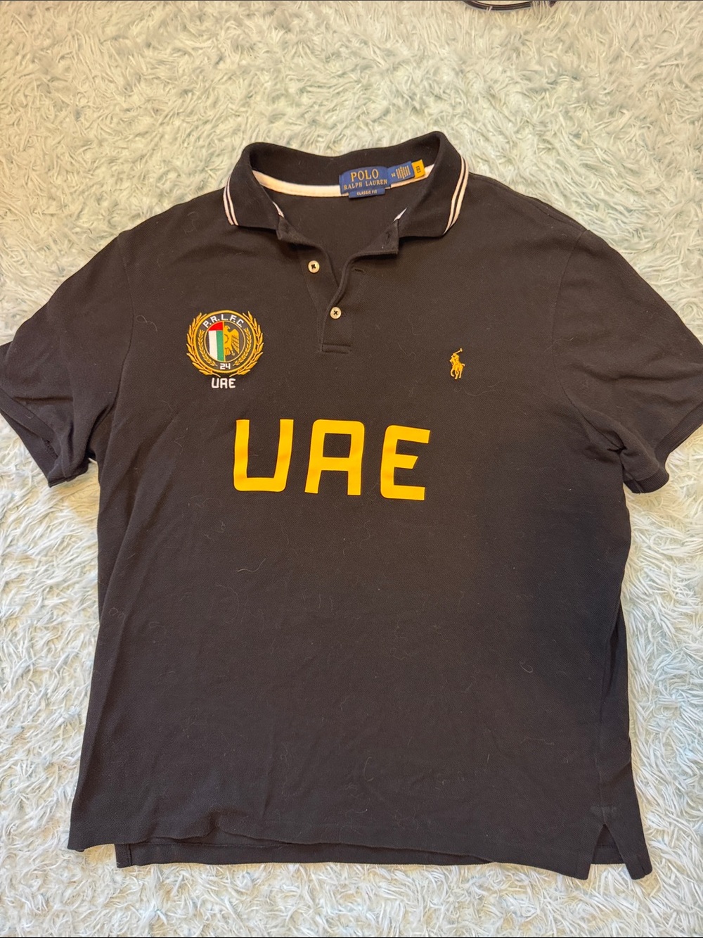 Polo by Ralph Lauren Black Polo with Yellow UAE Crest men’s medium. Classic fit